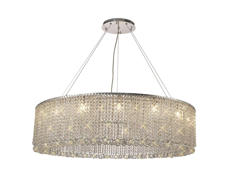 Diyas Empire 110cm Round Pendant Chandelier, 15 Light G9, Polished Chrome/Crystal Item Weight: 28.2kg • IL31732
