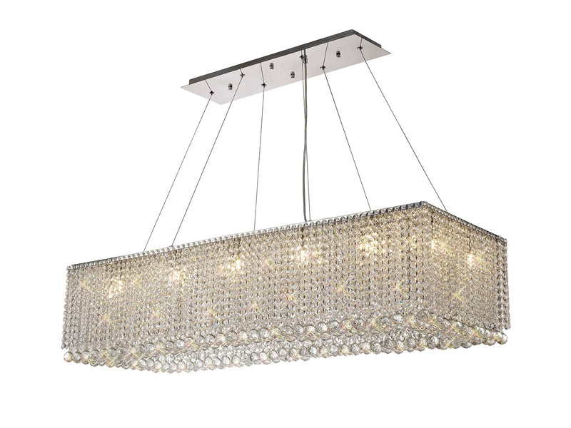Diyas Empire 122x51cm Linear Pendant Chandelier, 14 Light G9, Polished Chrome/Crystal Item Weight: 26.9kg • IL31733