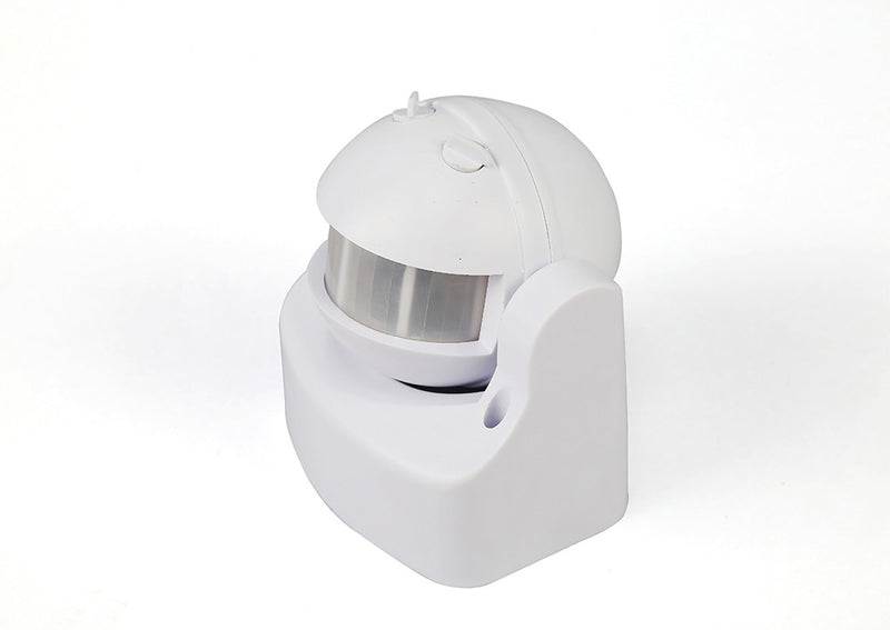 Deco Espial Stand Alone IP44 12m 180 Deg PIR Motion Sensor With Adjustable Time And Lux Level White Finish • D0063