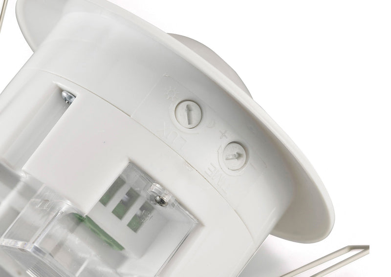 Deco Espial Flush Mounted IP20 6m PIR Detector 360 Deg With Adjustable Time And Lux Level White Finish • D0064