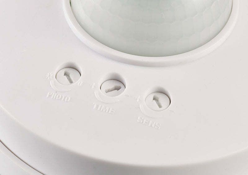 Deco Espial Surface Mounted IP20 6m 360 Deg PIR Sensor With Adjustable Time And Lux Level White Finish • D0065