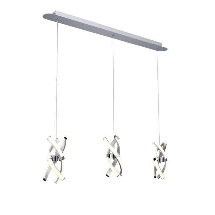 Mantra M5080 Espirales 3 Drop Pendant 3 Light 36W LED Line 3000K, 2520lm, Silver/Frosted Acrylic/Polished Chrome, 3yrs Warranty • M5080