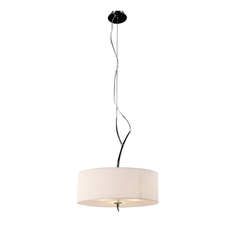 Mantra M1133 Eve Pendant 3 Light E27, Polished Chrome With White Round Shade • M1133