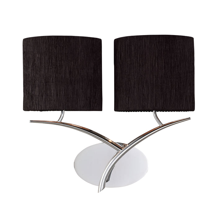 Mantra M1135/S/BS Eve Wall Lamp Switched 2 Light E27, Polished Chrome With Black Oval Shades • M1135/S/BS