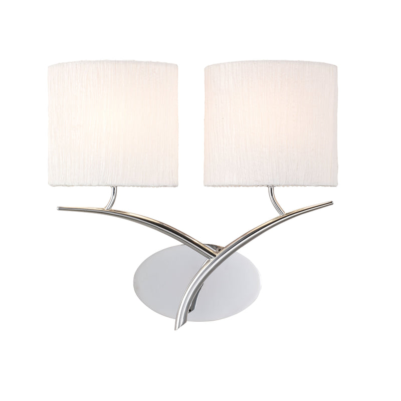 Mantra M1135/S Eve Wall Lamp Switched 2 Light E27, Polished Chrome With White Oval Shades • M1135/S