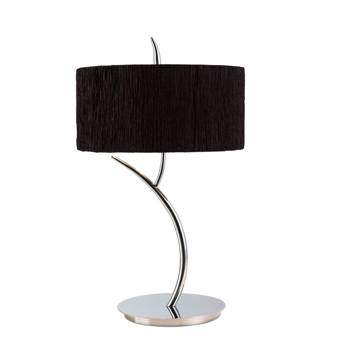 Mantra M1137/BS Eve Table Lamp 2 Light E27 Large, Polished Chrome With Black Round Shade • M1137/BS