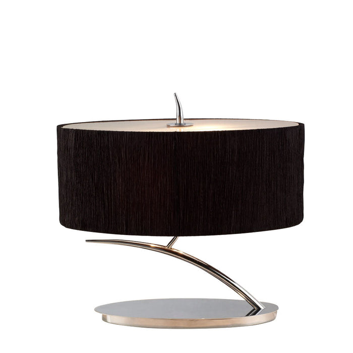 Mantra M1138/BS Eve Table Lamp 2 Light E27 Small, Polished Chrome With Black Oval Shade • M1138/BS