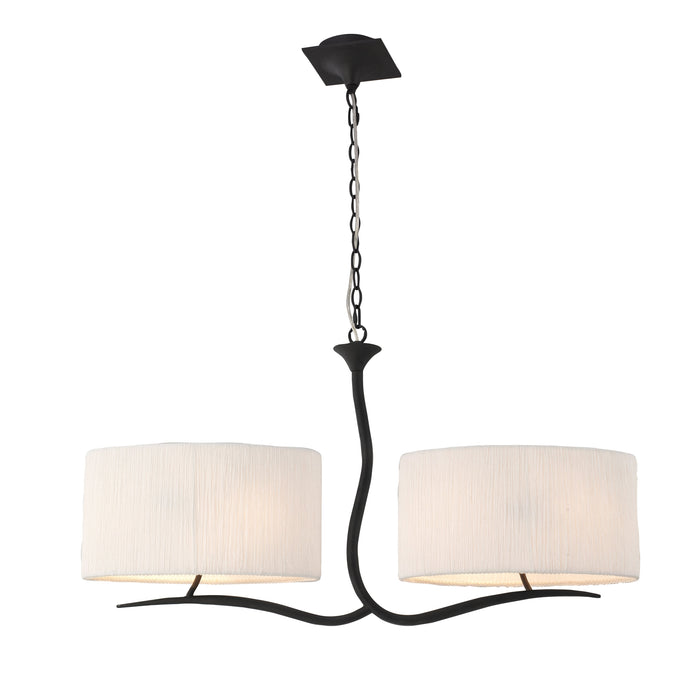 Mantra M1150 Eve Linear Pendant 2 Arm 4 Light E27, Anthracite With White Oval Shades • M1150