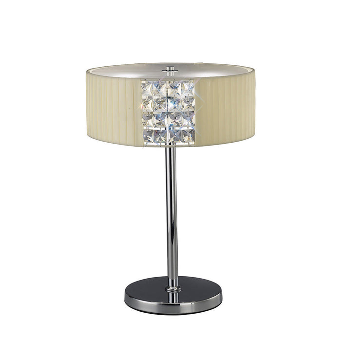 Diyas Evelyn Table Lamp Round With Cream Shade 2 Light E27 Polished Chrome/Crystal • IL31170/CR
