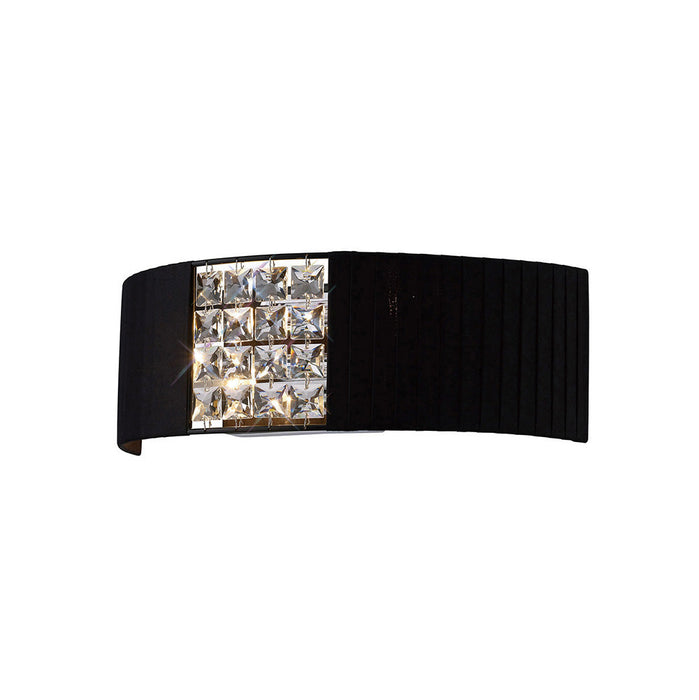 Diyas Evelyn Wall Lamp With Black Shade 2 Light E14 Polished Chrome/Crystal • IL31171/BL