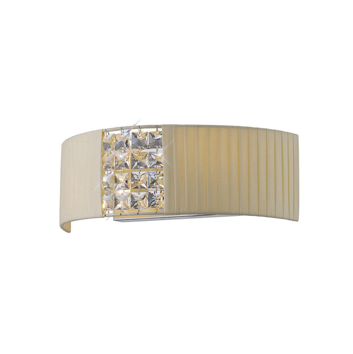 Diyas Evelyn Wall Lamp With Cream Shade 2 Light E14 Polished Chrome/Crystal • IL31171/CR