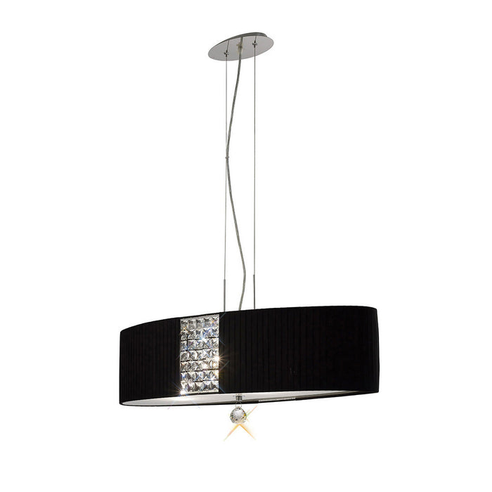 Diyas Evelyn Pendant Oval With Black Shade 4 Light E27 Polished Chrome/Crystal • IL31173/BL