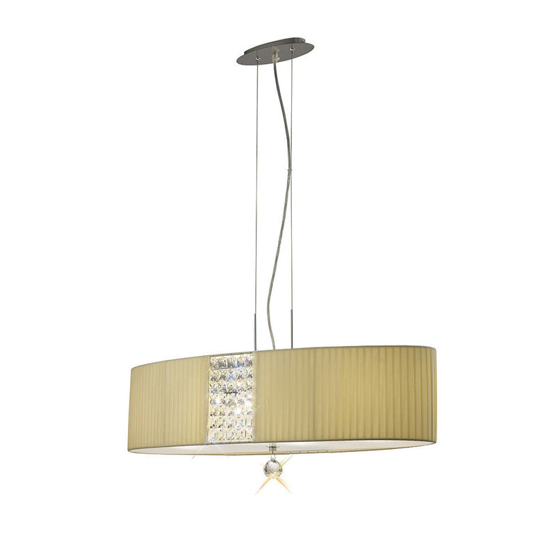 Diyas Evelyn Pendant Oval With Cream Shade 4 Light E27 Polished Chrome/Crystal • IL31173/CR