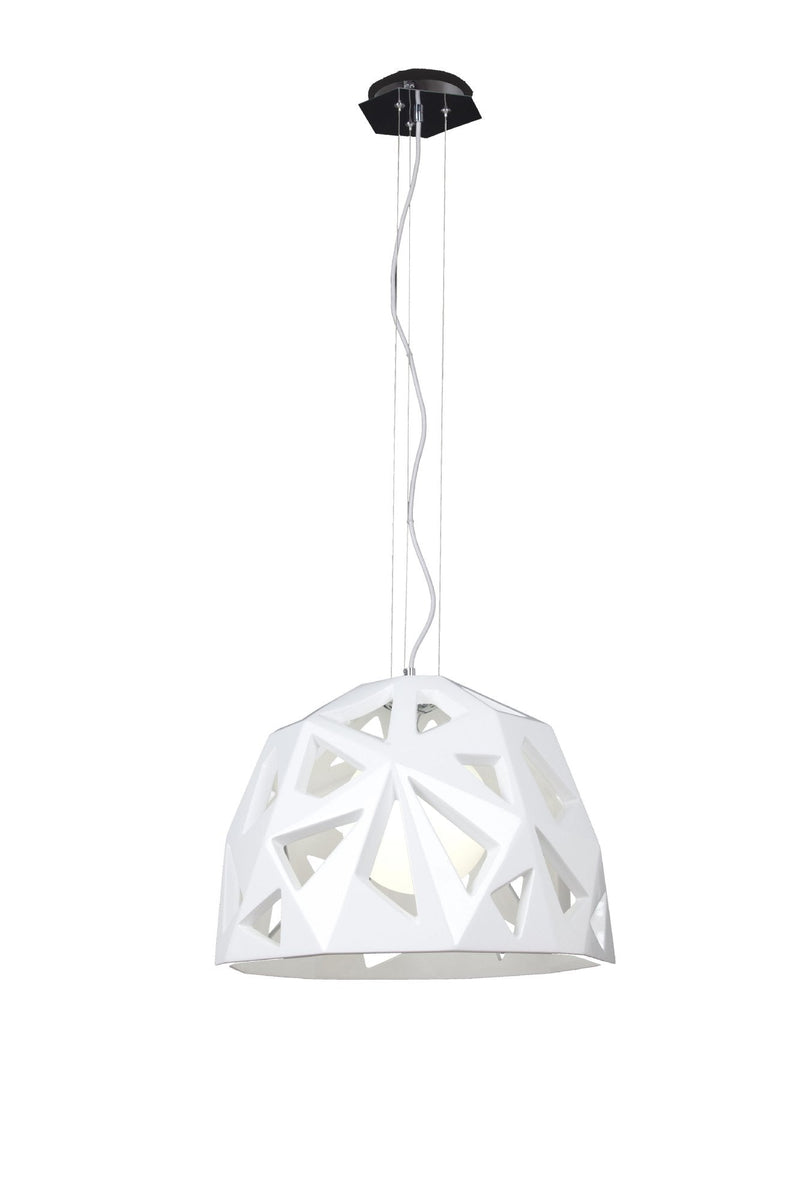 Mantra M3730 Facette Pendant 1 Light E27, Gloss White/Polished Chrome • M3730