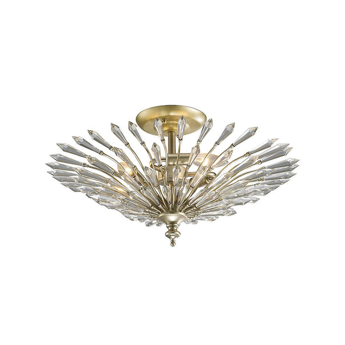 Diyas Fay Semi Ceiling 3 Light E14 Aged Gold/Silver/Crystal • IL31671