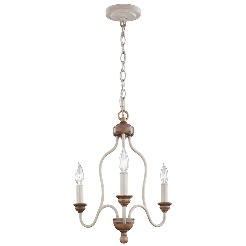 Feiss FE-HARTSVILLE3 Hartsville 3 Light Chalk Washed / Beachwood Pendant Ceiling Light
