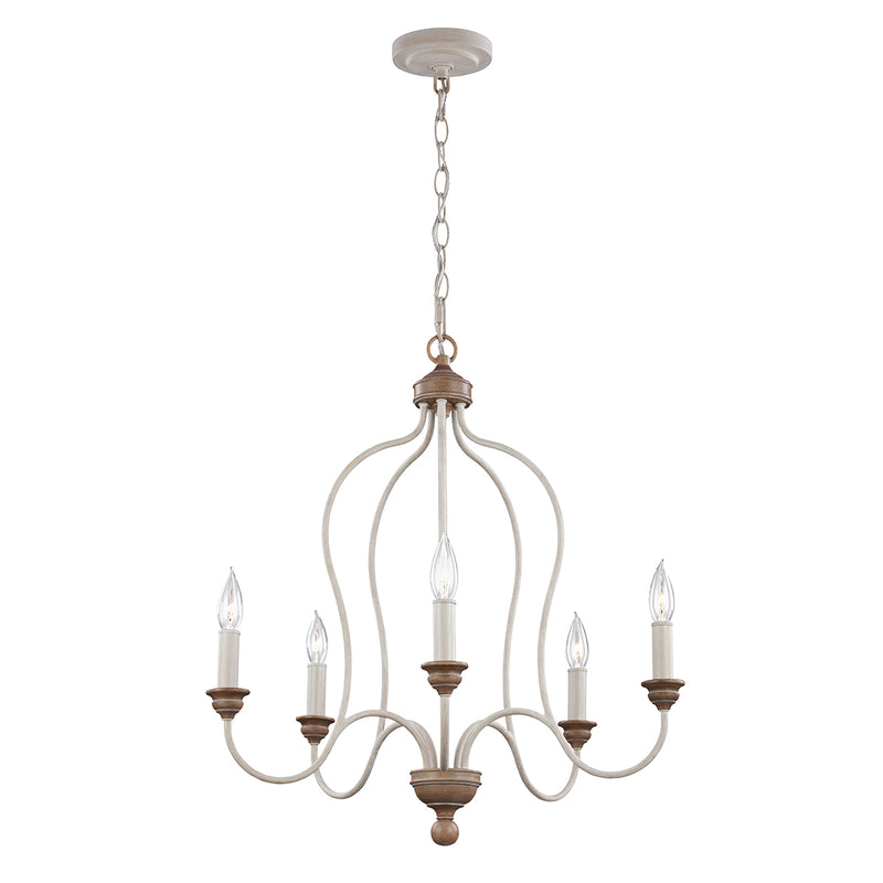 Elstead Lighting FE/HARTSVILLE3 Hartsville 3 Light Chalk Washed / Beachwood Pendant Ceiling Light