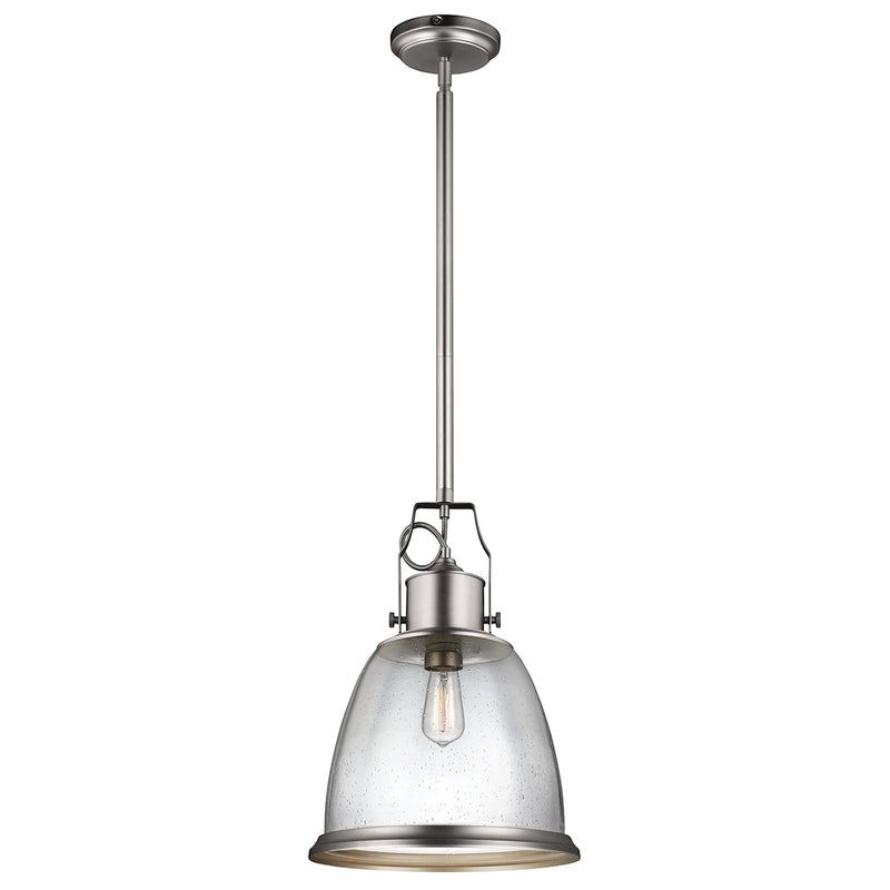 Feiss FE-HOBSON-P-L-SN Hobson Single Light Satin Nickel Large Pendant Ceiling Light