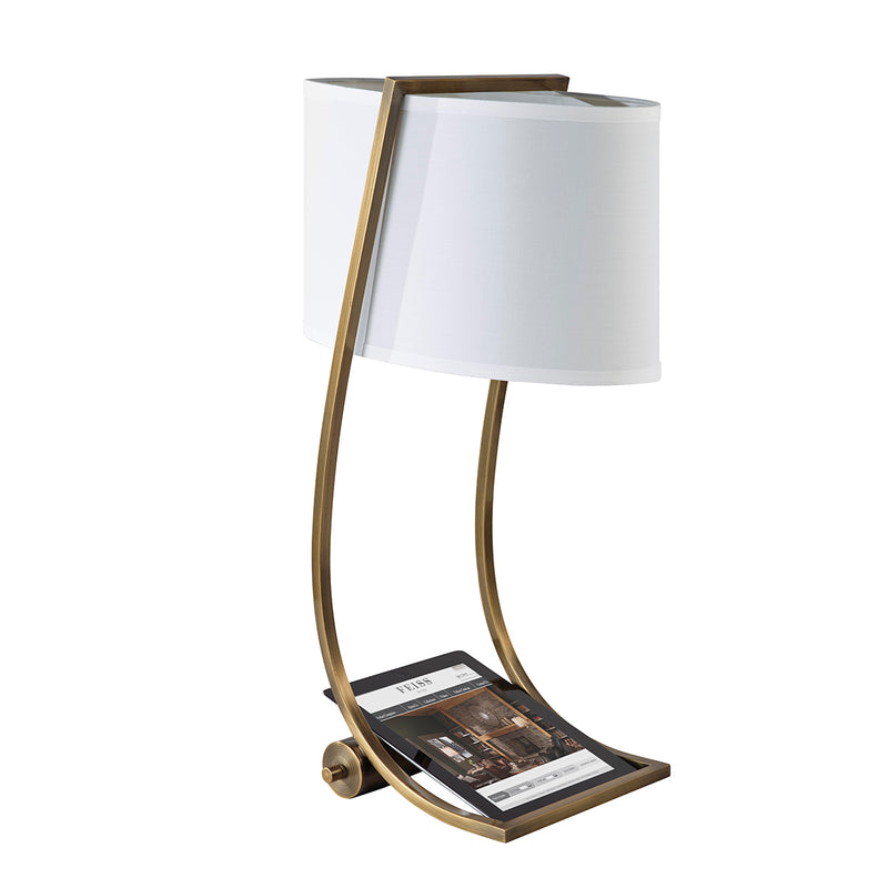 Feiss FE-LEX-TL-BB Feiss Lex Single Light Table Lamp in Brushed Brass Finish Complete With White Shade