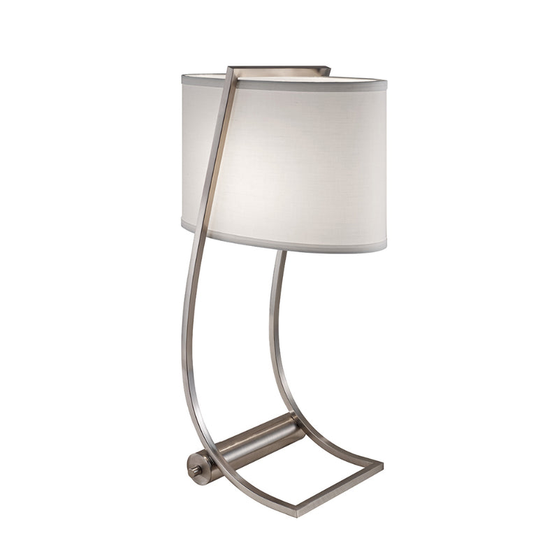 Feiss FE-LEX-TL-BS Feiss Lex Single Light Table Lamp in Brushed Steel Finish Complete With White Shade