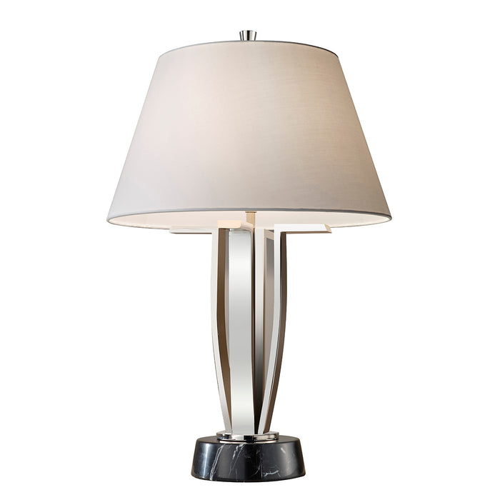 Feiss FE-SILVERSHORE-TL Silvershore Single Light Table Lamp in Polished Nickel Finish Complete With White Cotton Shade