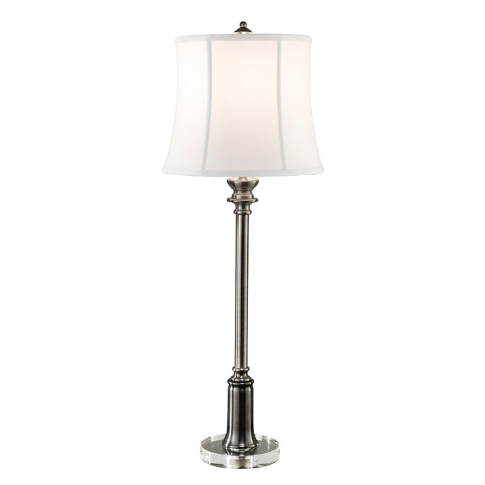 Feiss FE-STATERM-BL-AN Stateroom Single Light Table Lamp in Antique Nickel Finish Complete With White Cotton Linen Shade