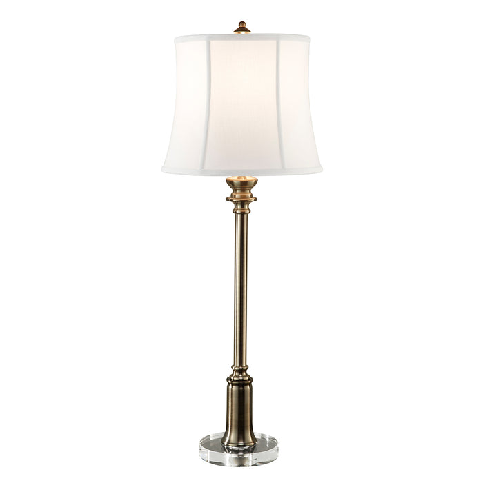 Feiss FE-STATERM-BL-BB Stateroom Single Light Table Lamp in Bali Brass Finish Complete With White Cotton Linen Shade