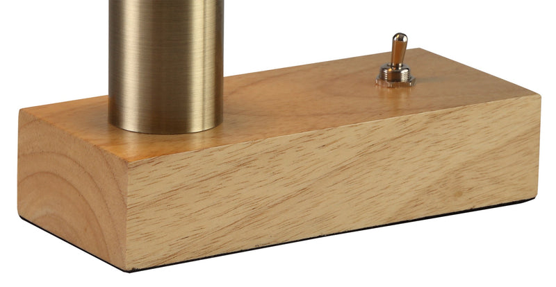 Deco Fike Table Lamp, 1 Light E27, Antique Brass/Wood, (Lamps Not Included) • D0557