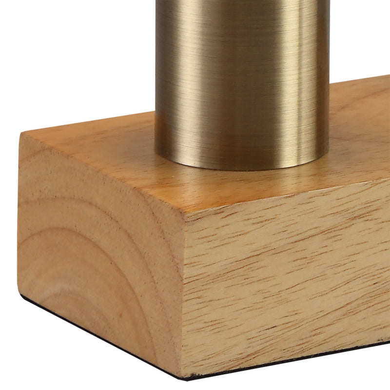 Deco Fike Table Lamp, 1 Light E27, Antique Brass/Wood, (Lamps Not Included) • D0557