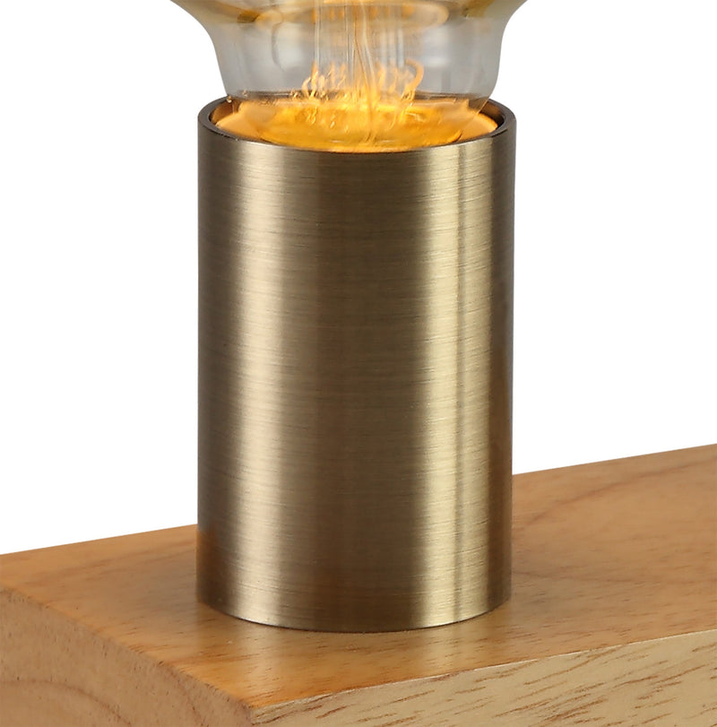 Deco Fike Table Lamp, 1 Light E27, Antique Brass/Wood, (Lamps Not Included) • D0557