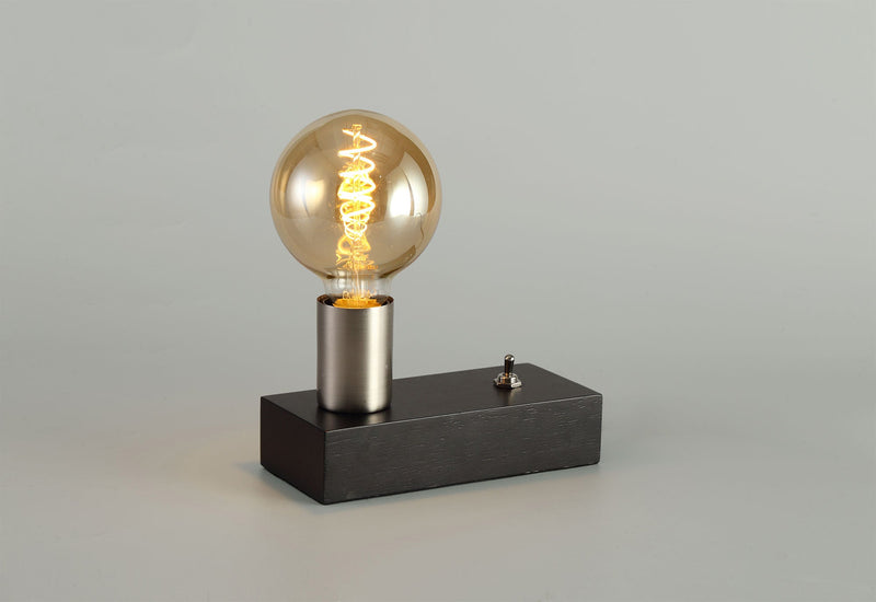 Deco Fike Table Lamp, 1 Light E27, Black/Satin Nickel, (Lamps Not Included) • D0558