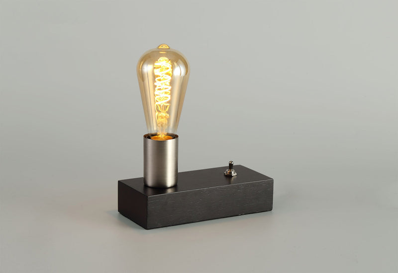 Deco Fike Table Lamp, 1 Light E27, Black/Satin Nickel, (Lamps Not Included) • D0558