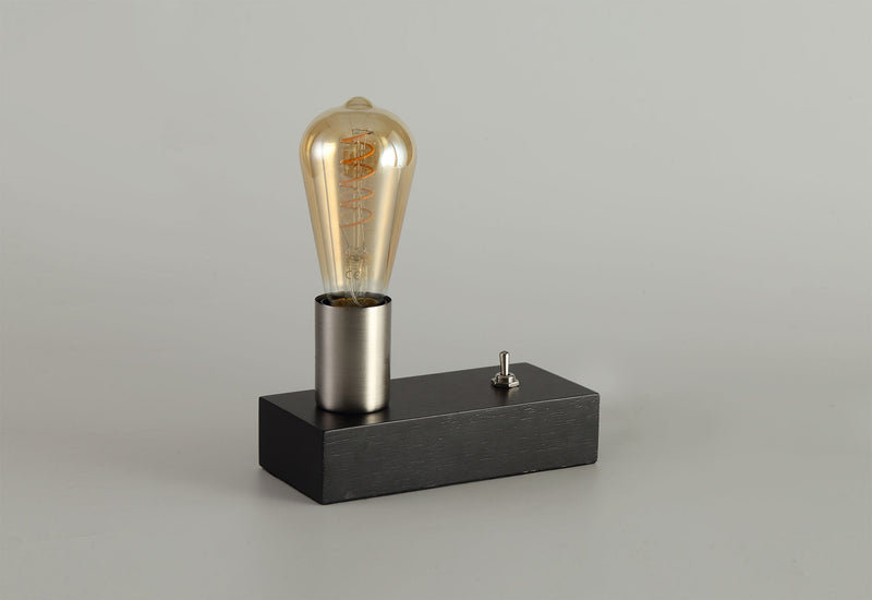 Deco Fike Table Lamp, 1 Light E27, Black/Satin Nickel, (Lamps Not Included) • D0558