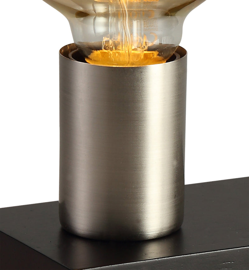 Deco Fike Table Lamp, 1 Light E27, Black/Satin Nickel, (Lamps Not Included) • D0558