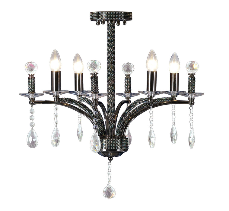 Diyas Fiore Pendant 4 Light E14 Black Chrome/Crystal • IL30364