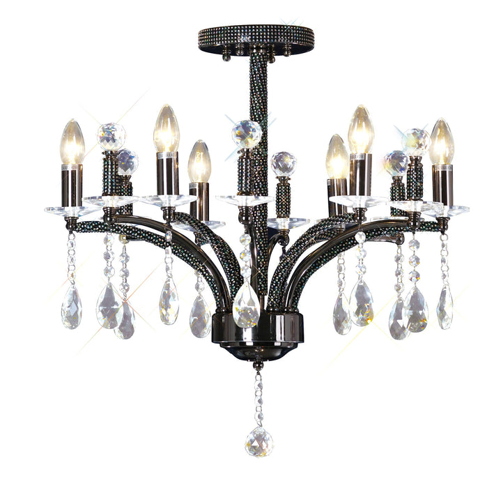 Diyas Fiore Pendant 6 Light E14 Black Chrome/Crystal • IL30366