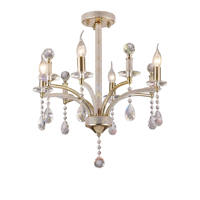 Diyas Fiore Pendant 4 Light E14 French Gold/Crystal • IL32364