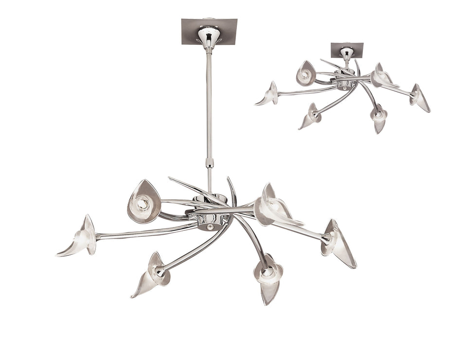 Mantra M0301 Flavia Telescopic Pendant Semi Flush Convertible Round 6 Light G9, Polished Chrome • M0301