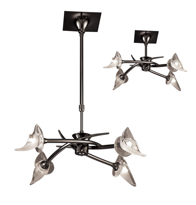 Mantra M0302BC Flavia Telescopic Pendant Semi Flush Convertible Round 4 Light G9, Black Chrome • M0302BC