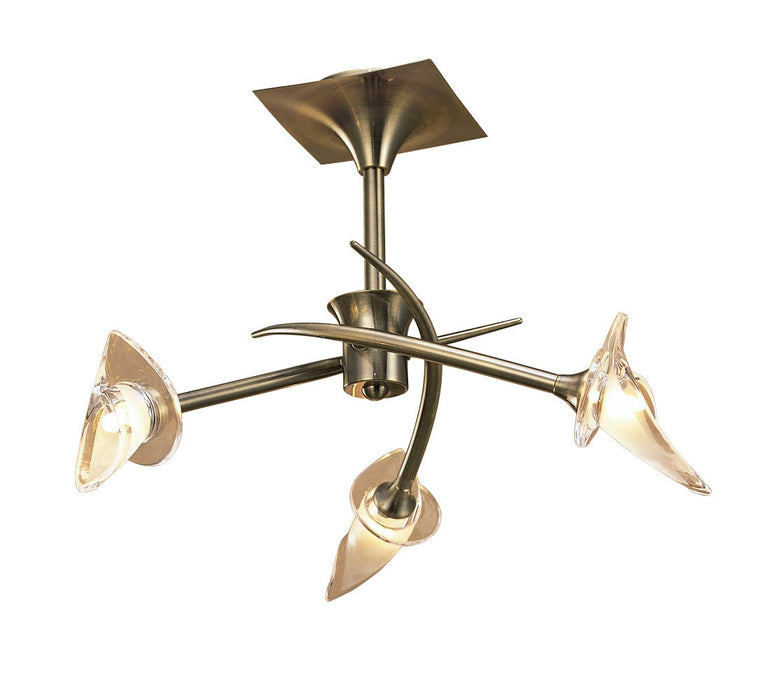 Mantra M0306AB Flavia Semi Ceiling Round 3 Light G9, Antique Brass • M0306AB