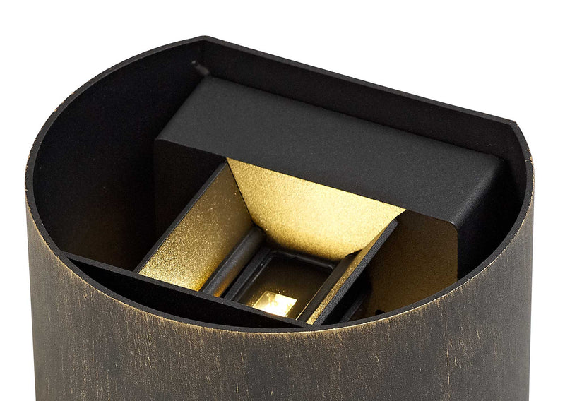 Regal Lighting SL-2090 2 Light Outdoor LED Wall Light black And Gold IP54