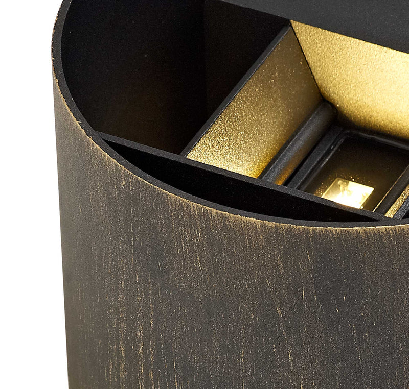 Regal Lighting SL-2090 2 Light Outdoor LED Wall Light black And Gold IP54