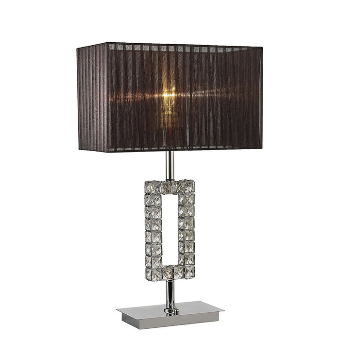 Diyas Florence Rectangle Table Lamp With Black Shade 1 Light E27 Polished Chrome/Crystal • IL31726