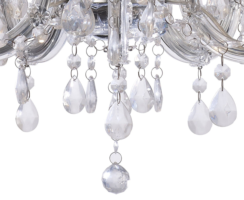 Deco Floria Chandelier With Acrylic Sconce & Acrylic Droplets 5 Light E14 Polished Chrome Finish • D0417