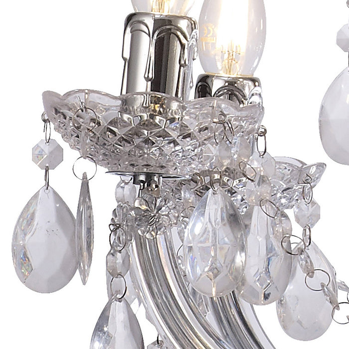Deco Floria Chandelier With Acrylic Sconce & Acrylic Droplets 6+3 Light E14 Polished Chrome Finish • D0418
