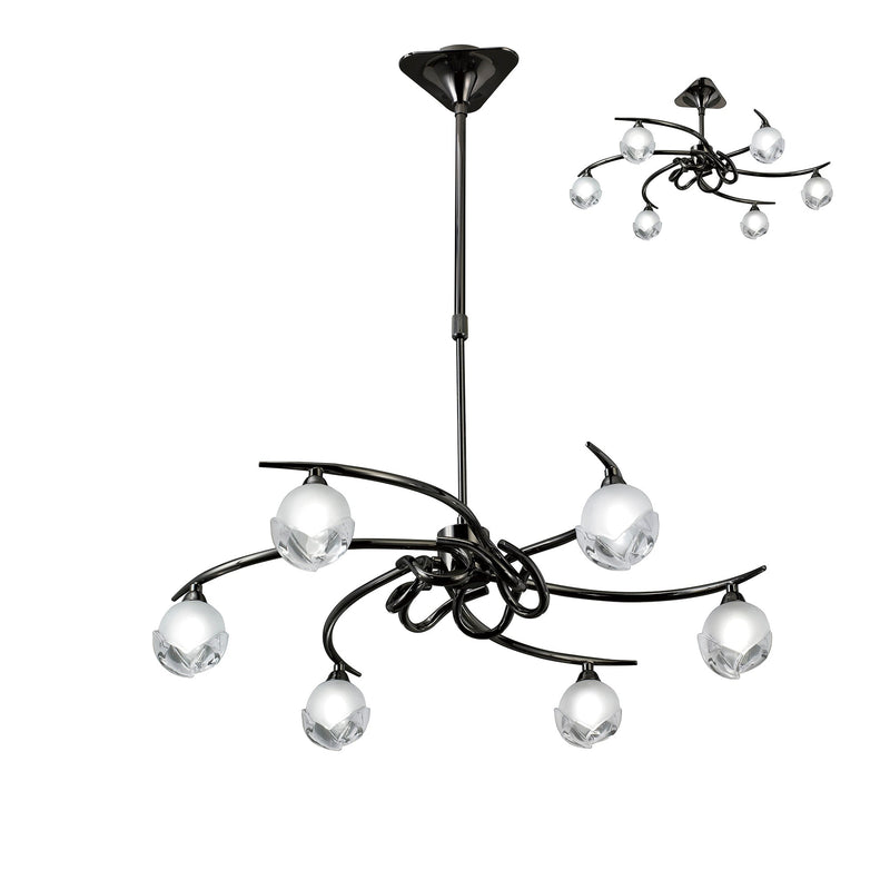 Mantra M0801BC Fragma Telescopic Semi Flush Convertible 6 Light G9, Black Chrome • M0801BC