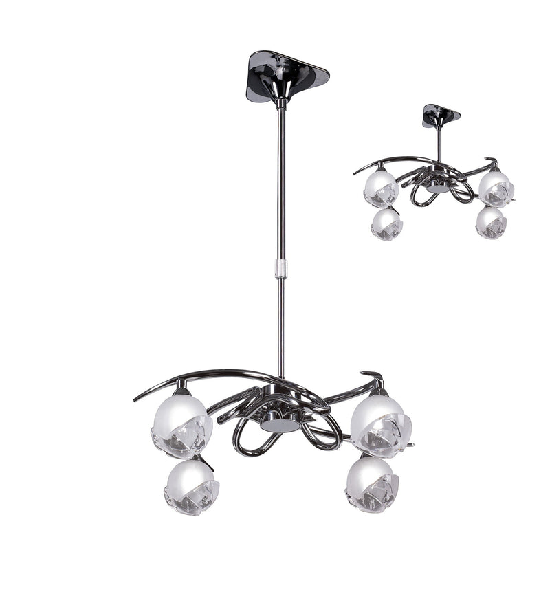 Mantra M0802 Fragma Telescopic Semi Flush Convertible 4 Light G9, Polished Chrome • M0802