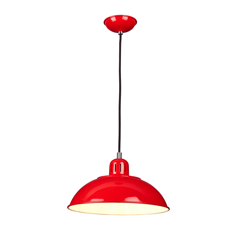 red metal hanging ceiling light