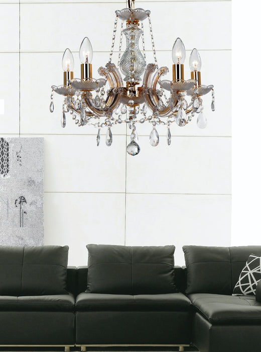 Deco Gabrielle Chandelier With Glass Sconce & Glass Droplets 5 Light E14 Polished Chrome Finish • D0020