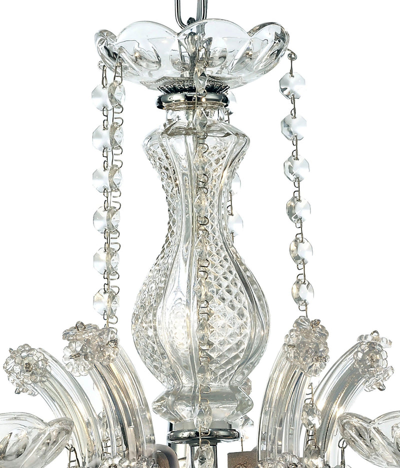 Deco Gabrielle Chandelier With Glass Sconce & Glass Droplets 5 Light E14 Polished Chrome Finish • D0020